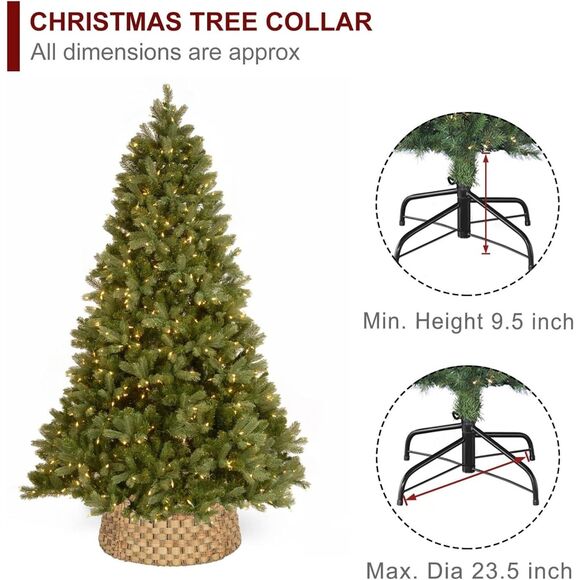 Christmas Tree Collar 23.5’’ D Handmade Water Hyacinth and Grassclosth - Picture 3 of 3